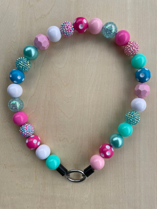 Pretty in Pink and Teal Beaded Collar